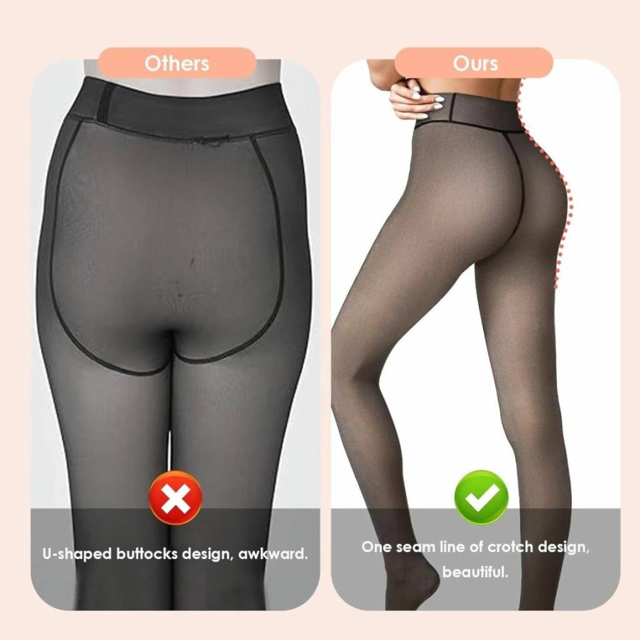Vertvie Women's Thermal Fleece-Lined Tights - Sheer Translucent Look, Warm Thick Opaque Leggings with Seamless Comfort for Winter
