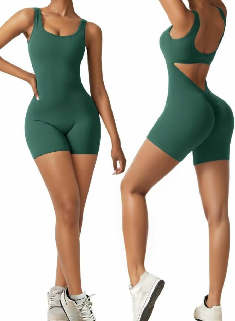 Vertvie Women's Sexy V-Back Romper Jumpsuit - Sleeveless Backless Bodycon with Tummy Control, Summer Shorts One Piece Outfit