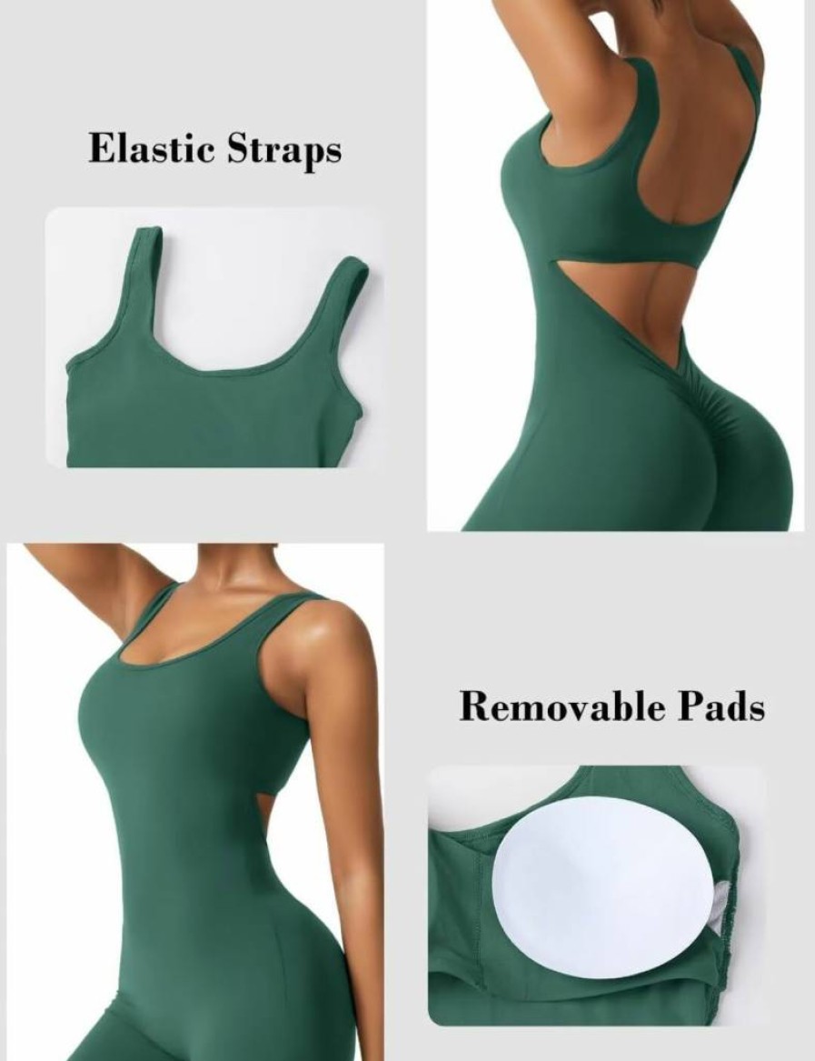 Vertvie Women's Sexy V-Back Romper Jumpsuit - Sleeveless Backless Bodycon with Tummy Control, Summer Shorts One Piece Outfit