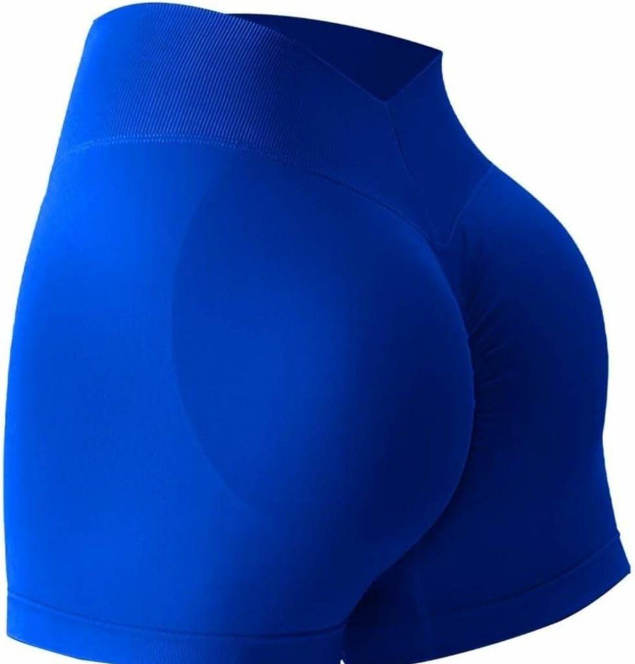 Vertvie Women's High Waisted Scrunch Butt Yoga Shorts - Seamless V Back Workout Running Athletic Biker Shorts