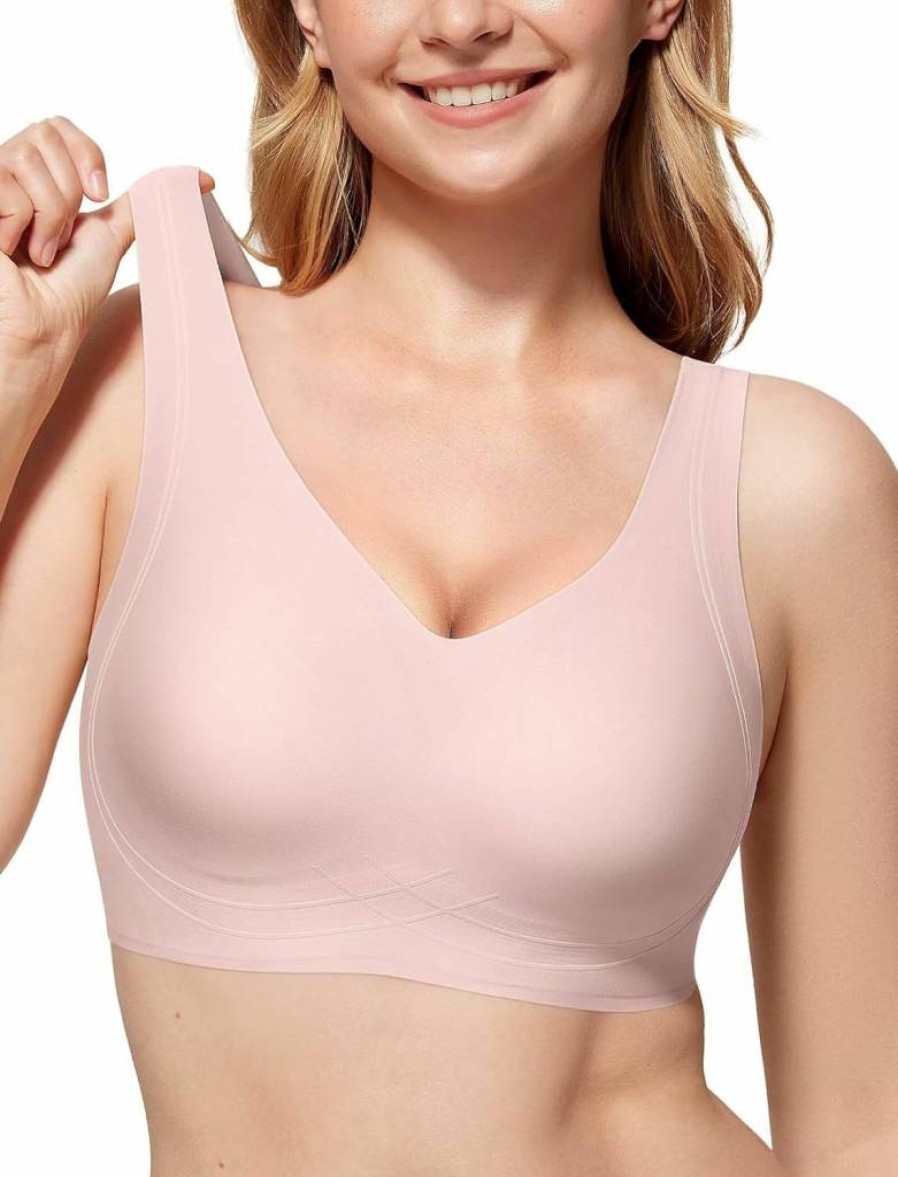 Vertvie Women's Wireless Comfortable Seamless Bra - Full Coverage Support Bralette for Everyday Wear - Soft Push Up No Underwire