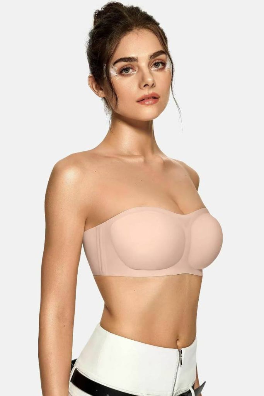 Vertvie Wireless Strapless Bra for Women - Seamless Bandeau Bralette with Push Up Padding, Non-Slip Silicone & Convertible Design