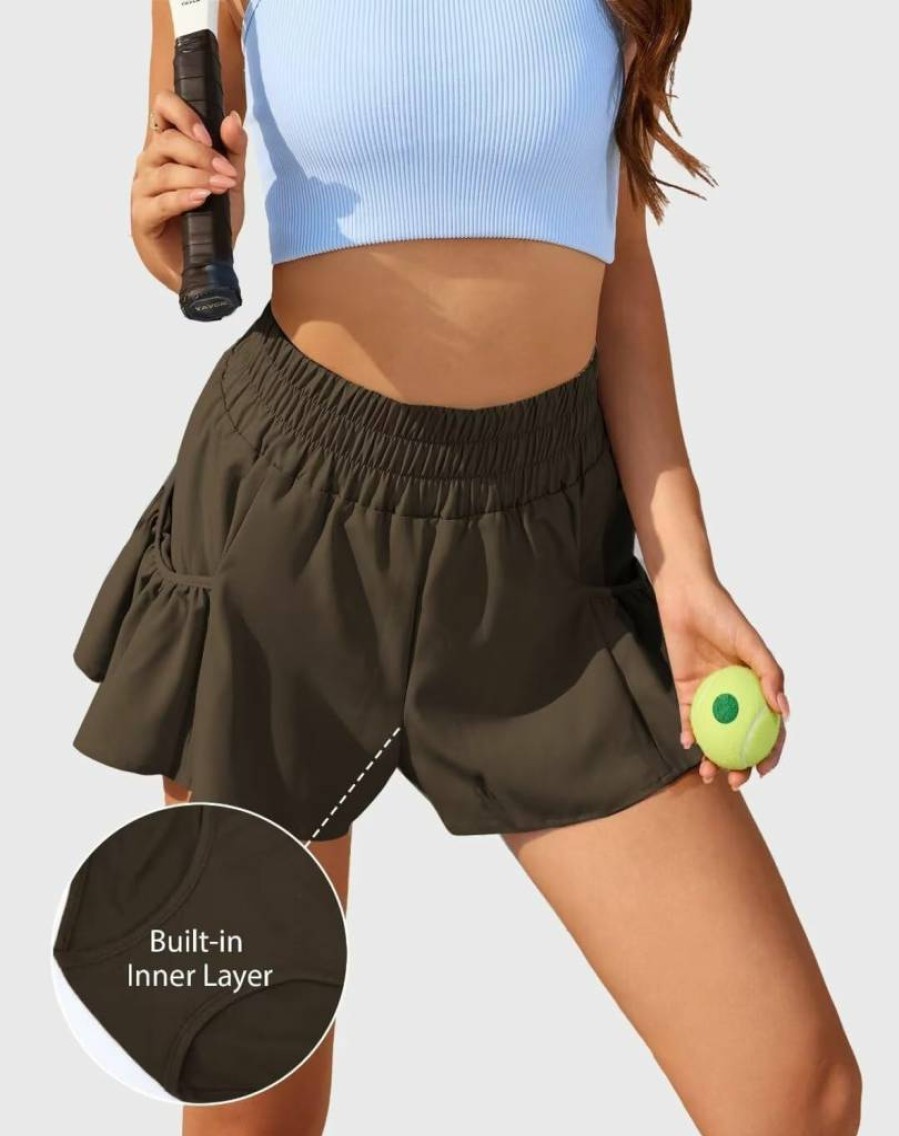 Vertvie Women's High Waisted Athletic Shorts - Quick Dry Workout Running Shorts with Pockets for Gym & Summer