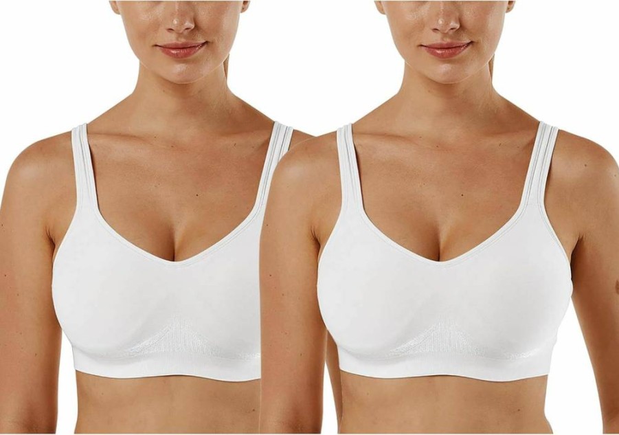 Vertvie Women's Wireless Seamless Sports Bra - Full Coverage Bralette for Yoga, Workout, Sleeping & Everyday Comfort