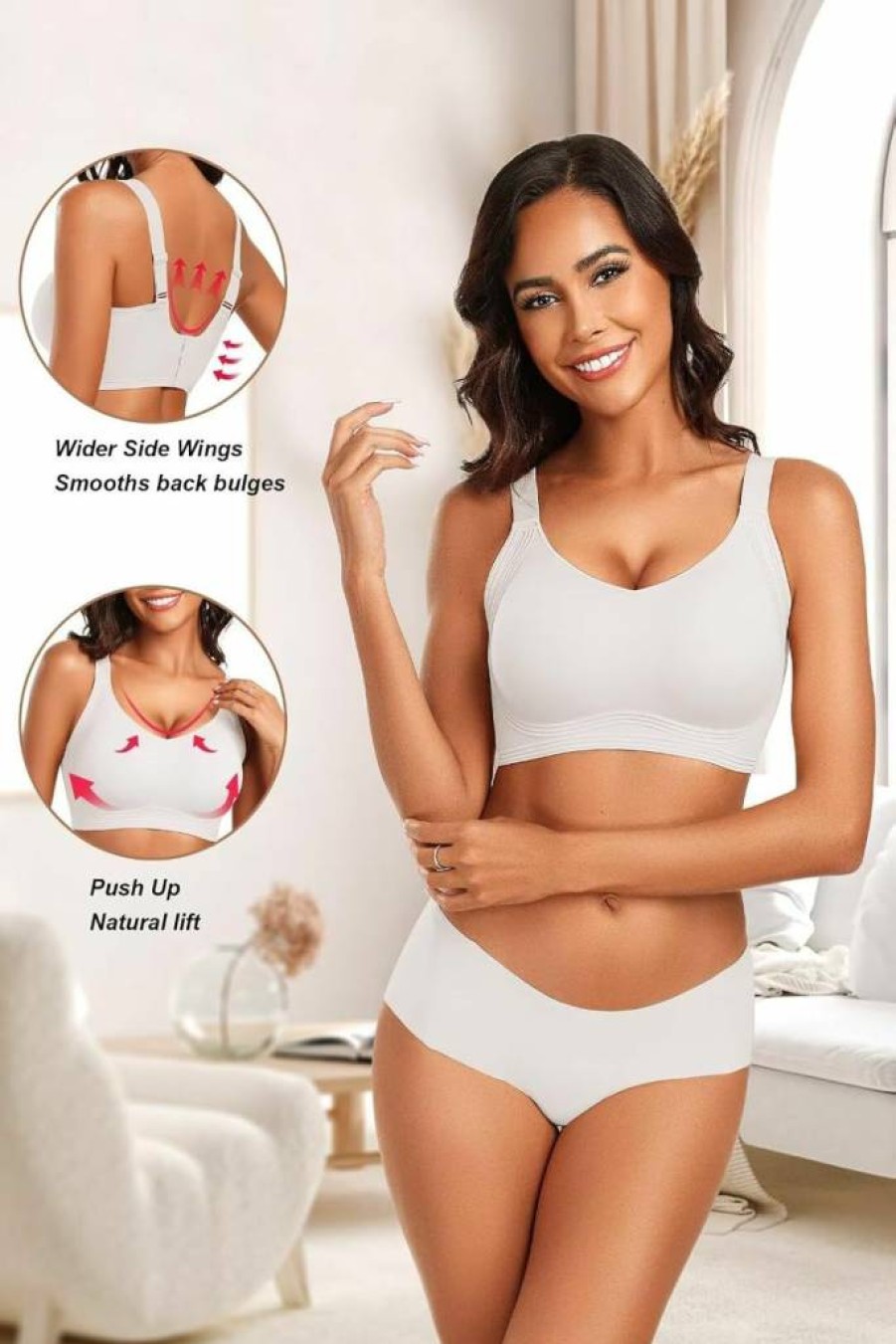 Vertvie Women's Wireless Push Up Bra - Seamless Support Bralette for Everyday Wear & Sports, Full Coverage Comfort No Underwire