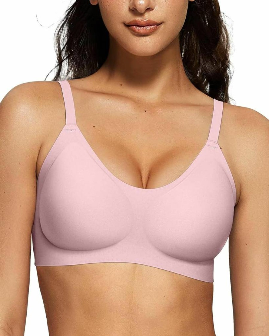 Vertvie Women's Seamless Wireless Push Up Bra - Full Coverage T-Shirt Bra, Smooth U Plunge Bralette, No Underwire Comfort, Everyday Wear