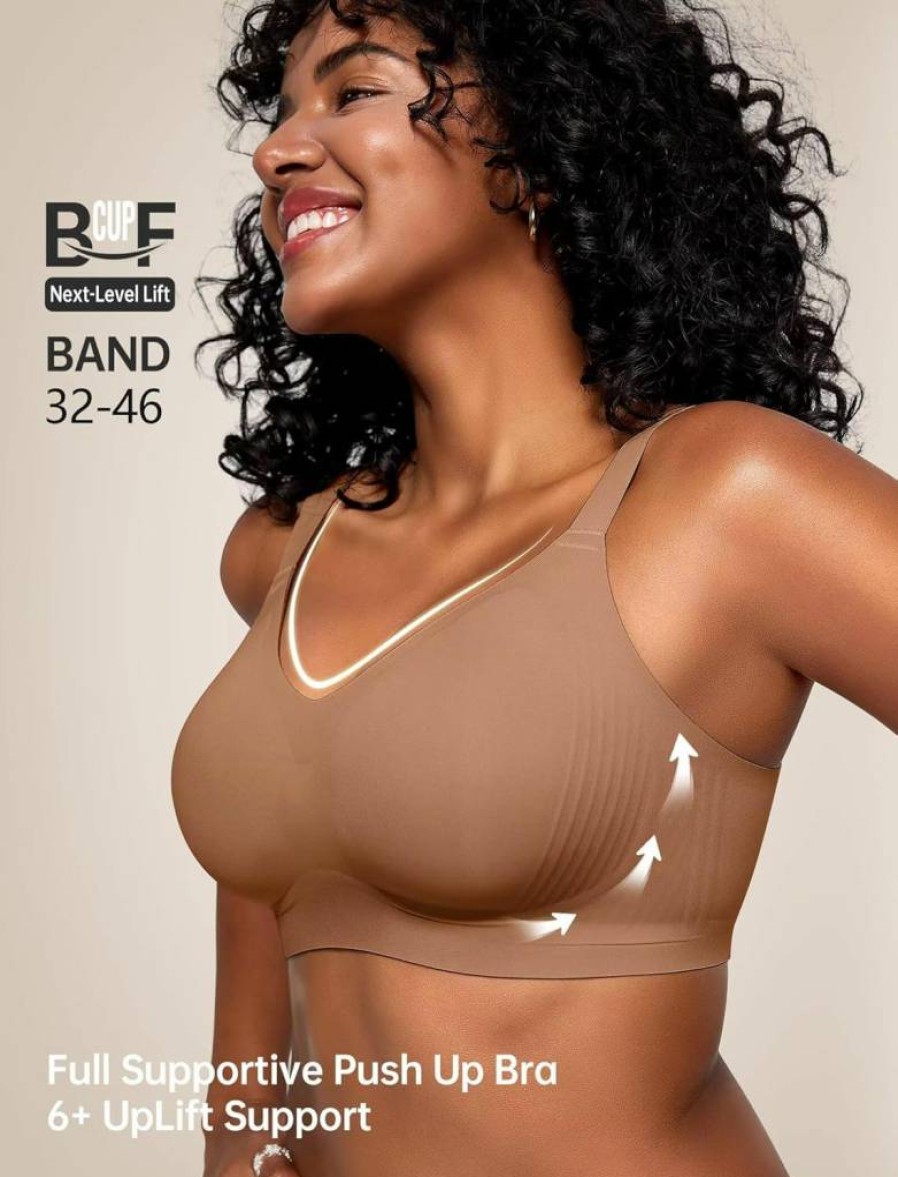 Vertvie Wireless Push Up Bra for Women - Seamless Full Coverage Comfort Sports & Everyday Bra - Regular & Plus Sizes