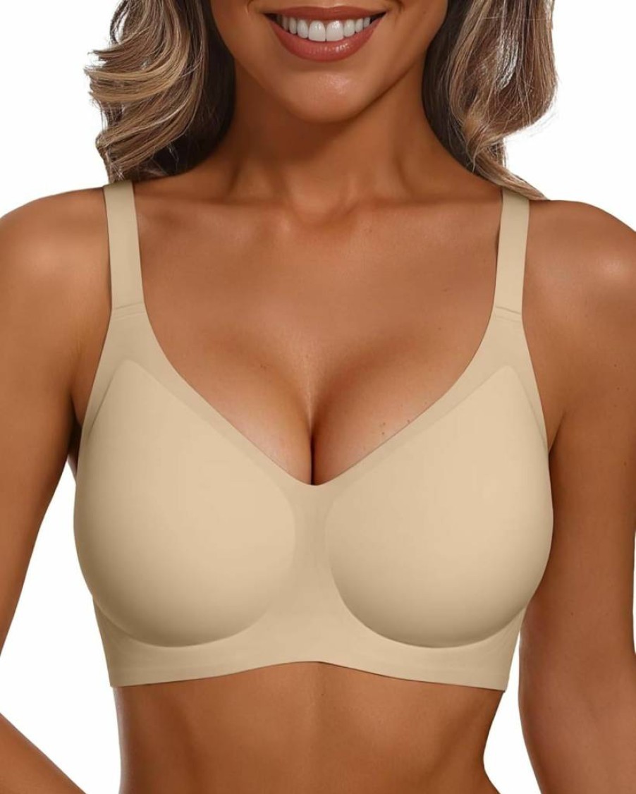 Vertvie Wireless Racerback Bras for Women - Seamless Full Coverage Push Up Bralette, Convertible T-Shirt Bra, Supportive Comfort Sports Bra