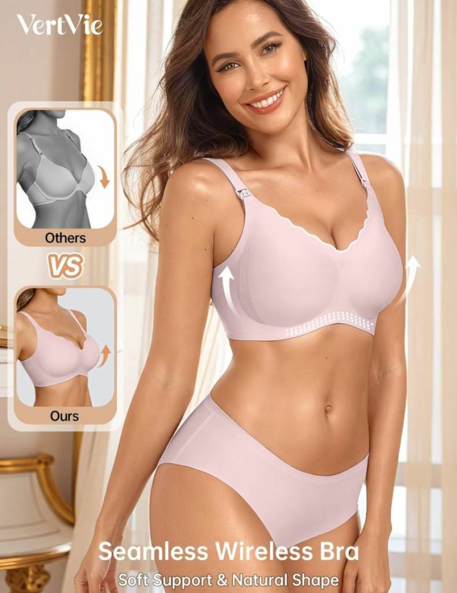Vertvie Nursing Bra - Seamless Maternity Bralette for Breastfeeding, Wireless Pregnancy Support, Comfort Sleep Bra, Natural Shape Design