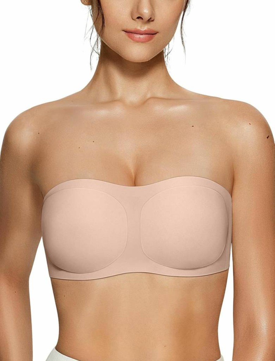 Vertvie Women's Wireless Strapless Bra - Seamless Push Up Bandeau Bralette with Non-Slip Silicone, Convertible Tube Top for Comfort & Support