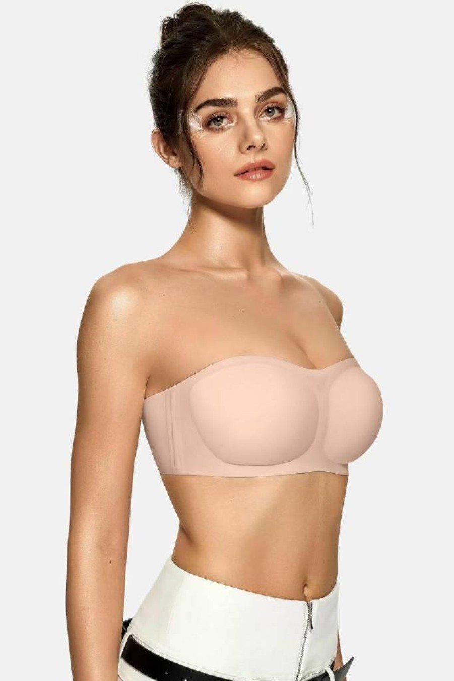 Vertvie Women's Wireless Strapless Bra - Seamless Push Up Bandeau Bralette with Non-Slip Silicone, Convertible Tube Top for Comfort & Support