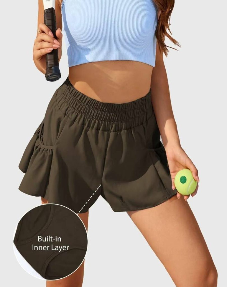 Vertvie Women's High Waisted Athletic Shorts - Quick Dry Workout Running Shorts with Pockets for Gym & Summer