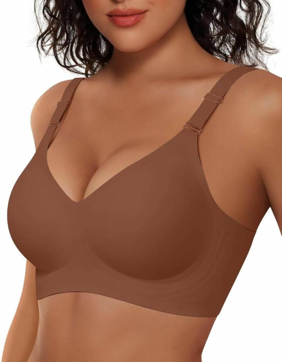 Vertvie Women's Wireless Push Up Bra - Seamless, Supportive Full Coverage T-Shirt Bra for Everyday Comfort in Regular & Plus Sizes