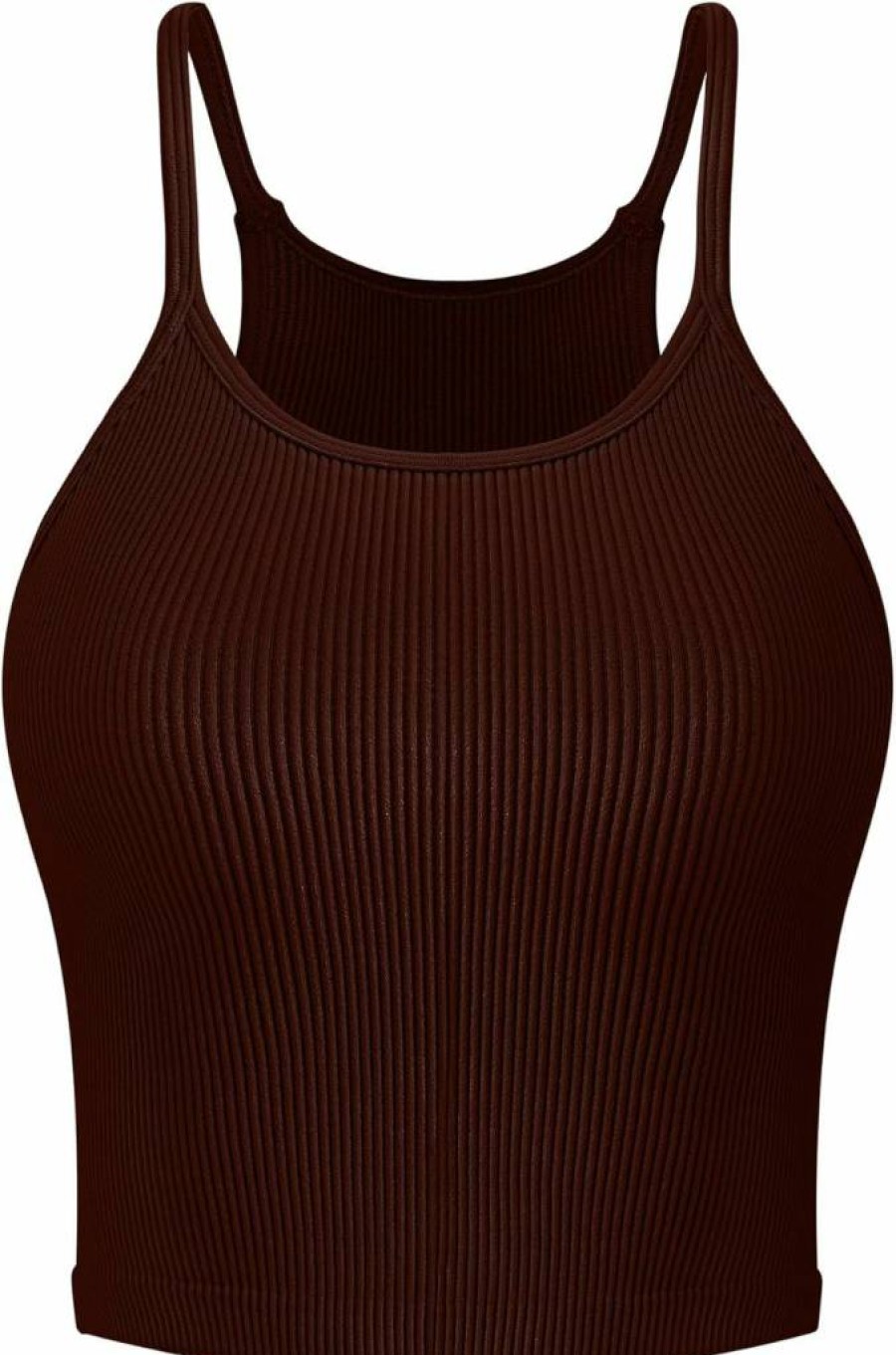 Vertvie Women's Ribbed Knit Crop Tank Top - Sleeveless Strappy Racerback Camisole | Soft Seamless Basic Halter Neck Slim Fit