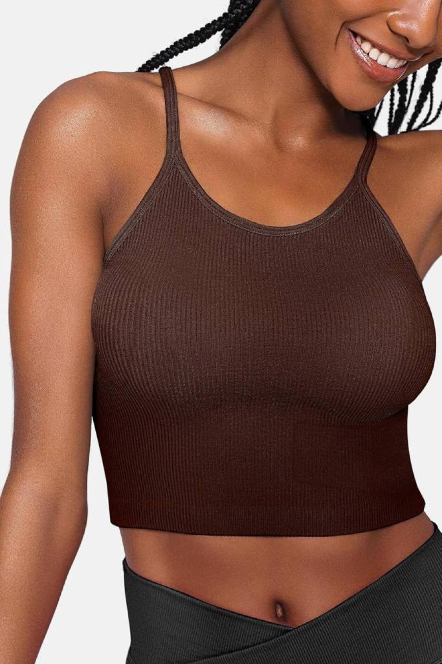 Vertvie Women's Ribbed Knit Crop Tank Top - Sleeveless Strappy Racerback Camisole | Soft Seamless Basic Halter Neck Slim Fit