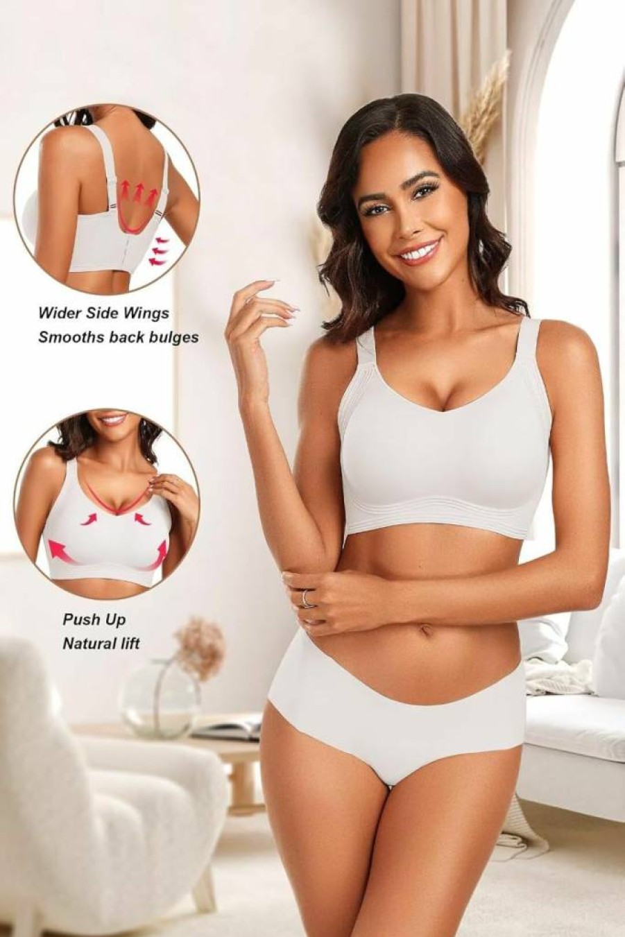 Vertvie Women's Wireless Push Up Bra - Seamless Support Bralette for Everyday Wear & Sports, Full Coverage Comfort No Underwire