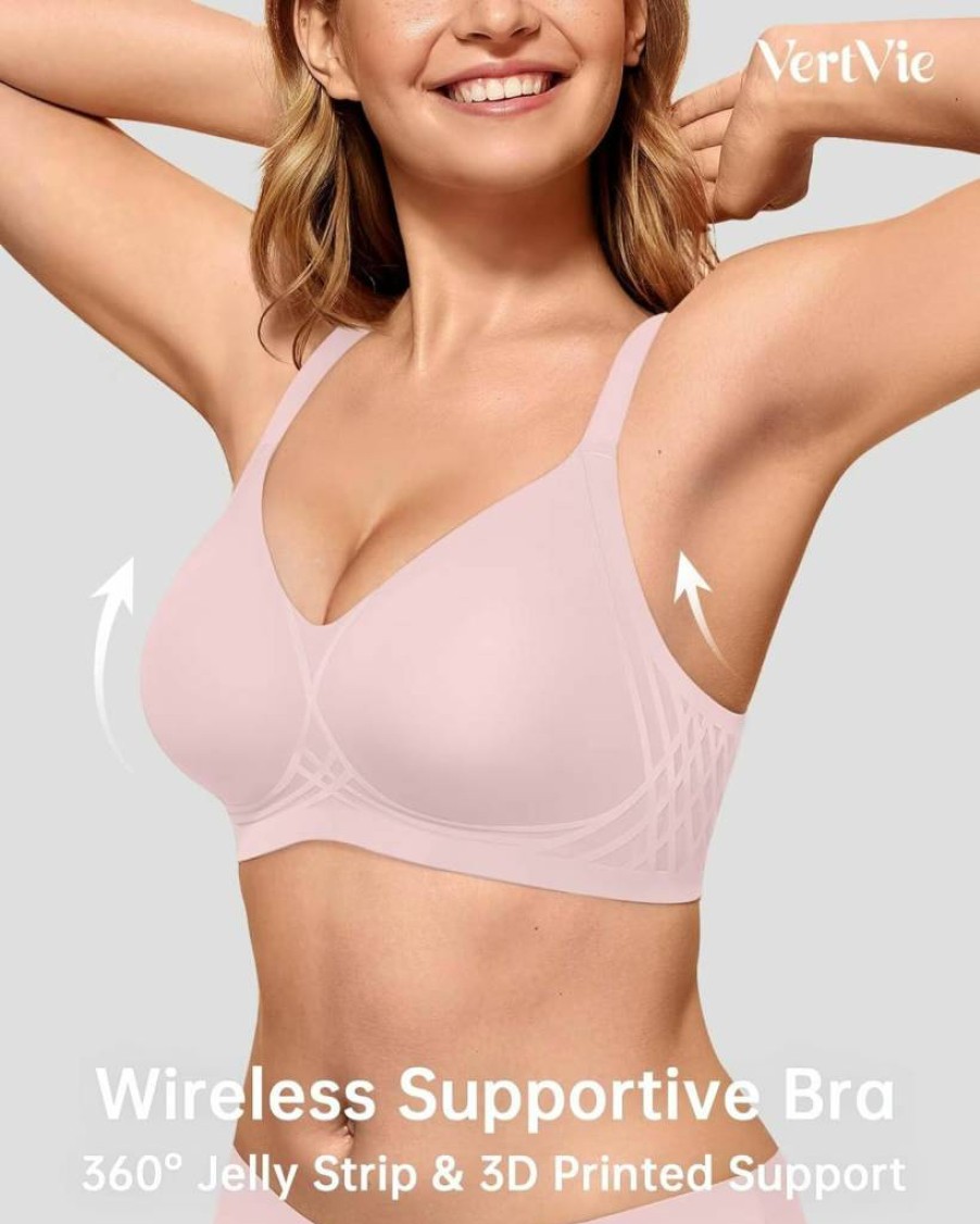 Vertvie Women's Wireless Push Up Bra - Seamless Full Coverage Bralette, Racerback Support for Everyday Comfort