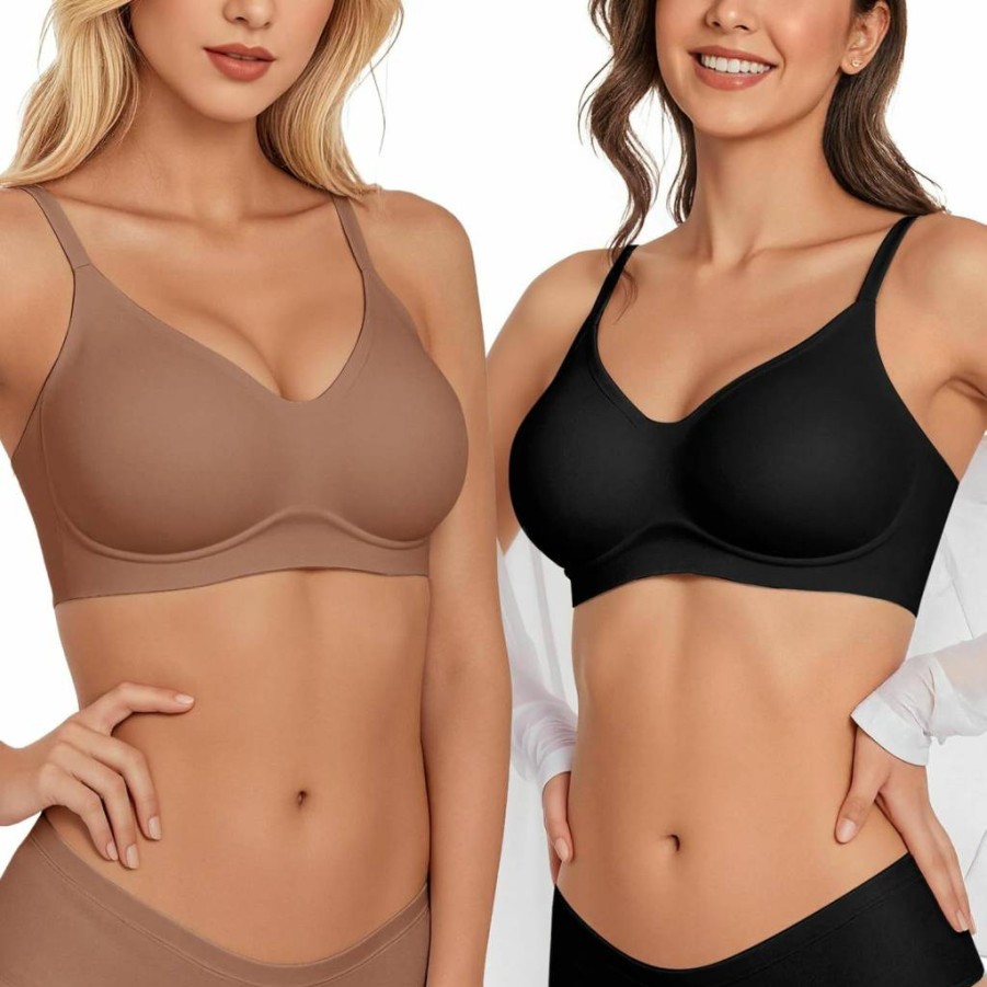 Vertvie Wireless Bras for Women - Full Coverage, Supportive, Seamless Bralette, No Underwire, Comfortable T-Shirt Bra for Everyday Wear