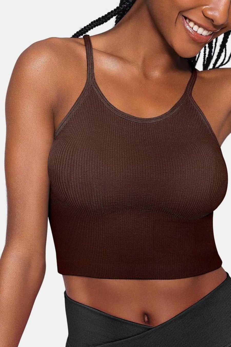 Vertvie Women's Ribbed Knit Crop Tank Top - Sleeveless Racerback Camisole, Soft Seamless Basic Halter Neck Slim Fit