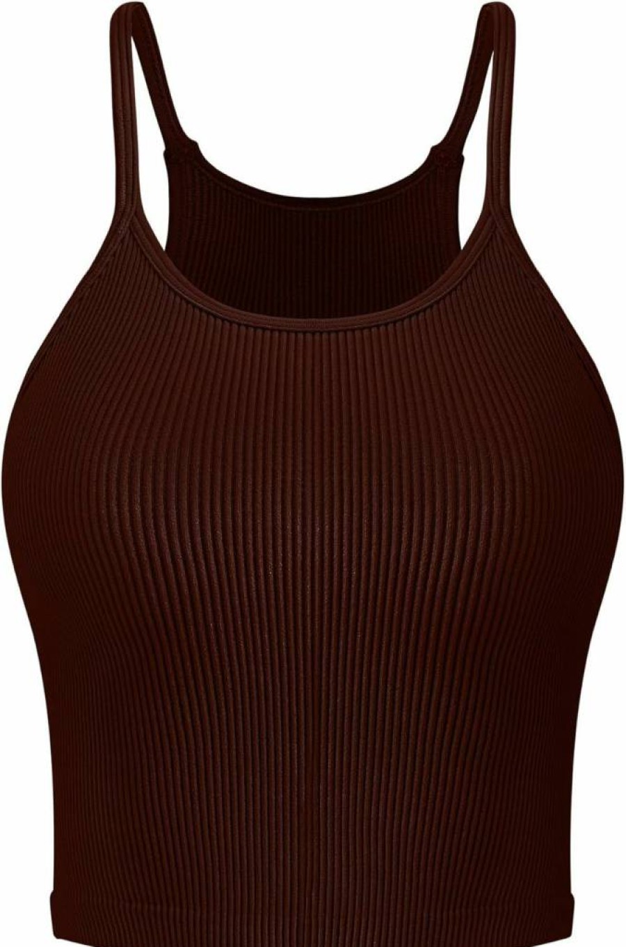 Vertvie Women's Ribbed Knit Sleeveless Crop Top - Strappy Racerback Camisole Tank Top Soft Seamless Basic Tee