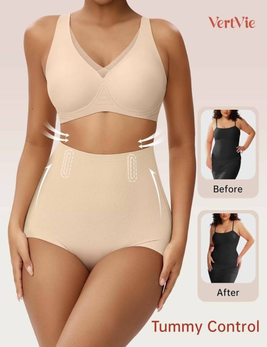 Vertvie High Waisted Tummy Control Shapewear Shorts for Women - Butt Lifting Seamless Body Shaper Underwear for Dresses
