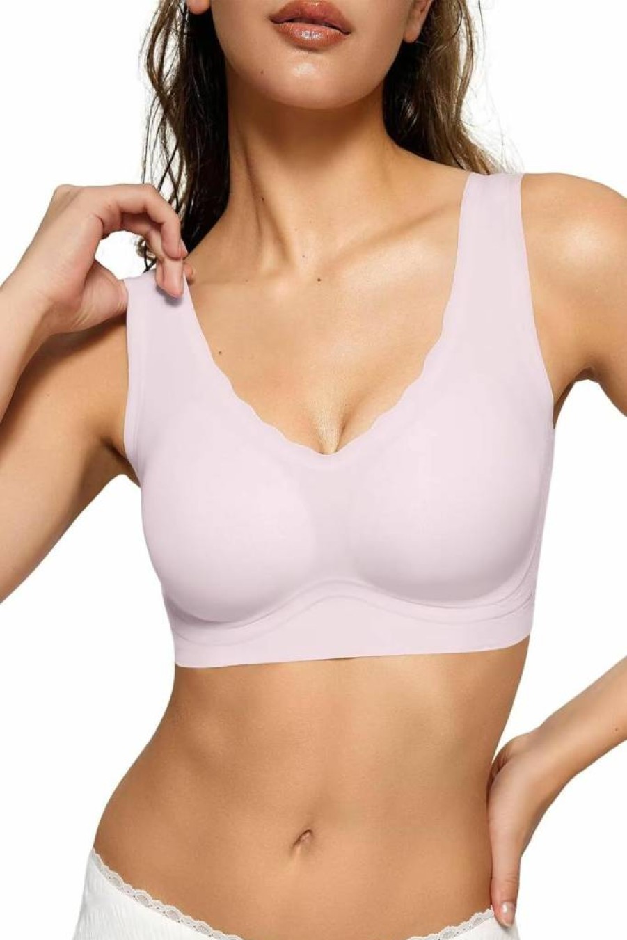 Vertvie Wireless Seamless Bra for Women - Comfortable Full Coverage Bralette, Lightweight Pullover Everyday Bra No Underwire