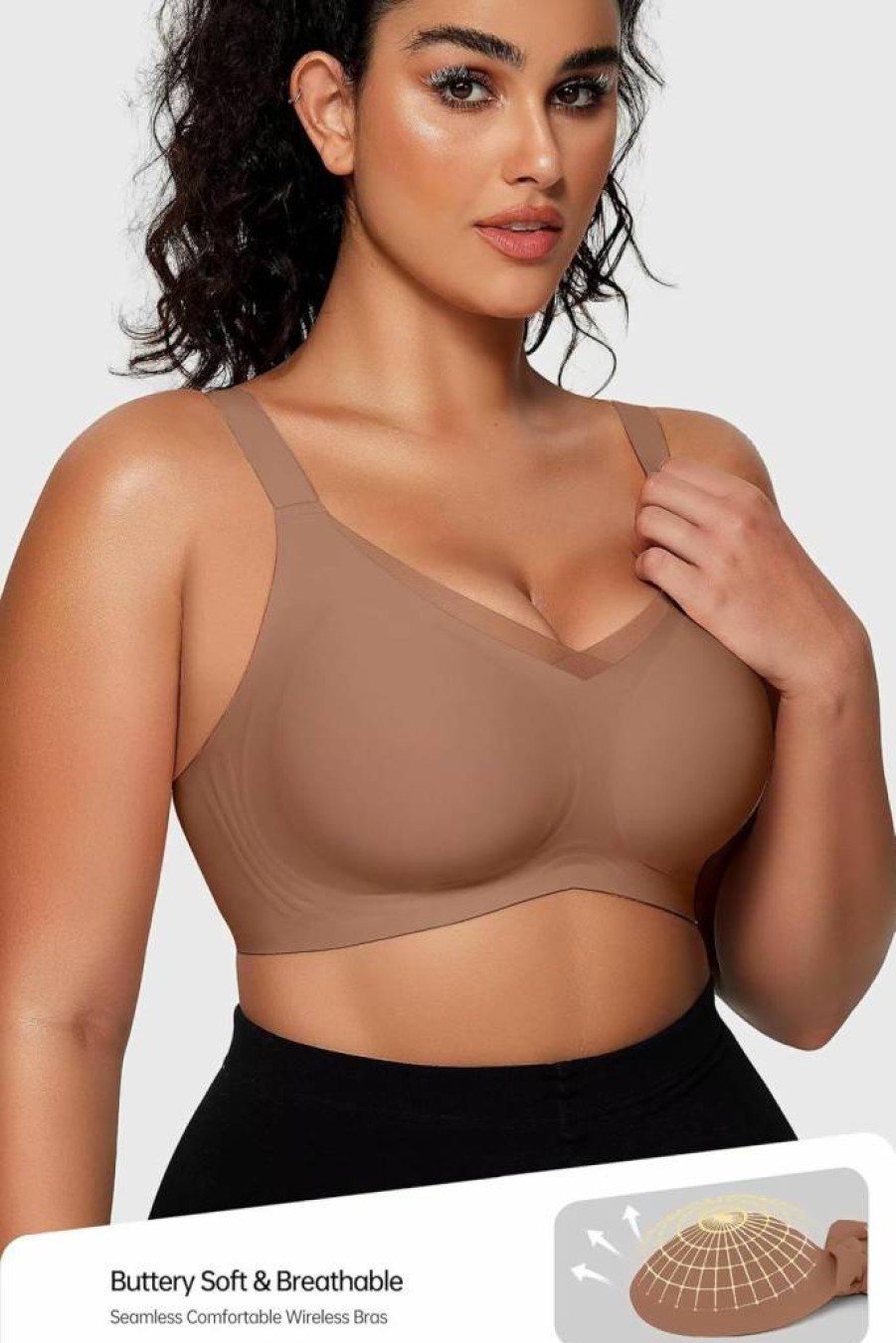 Vertvie Wireless Comfort Bras for Women - Supportive Seamless Crossover Design, Full Coverage Bralette for Everyday Wear