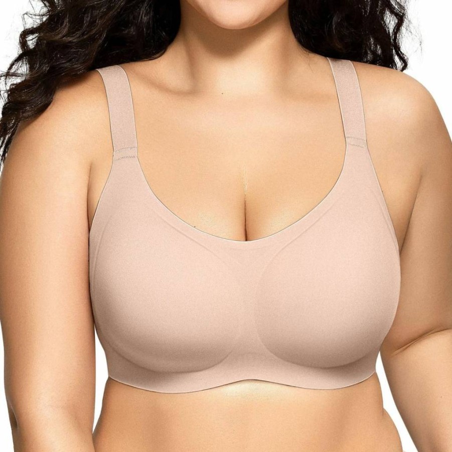 Vertvie Women's Plus Size Wireless Push Up Bra - Seamless Full Coverage Bralette, No Underwire Comfort, Supportive T-Shirt Bra for Everyday Wear