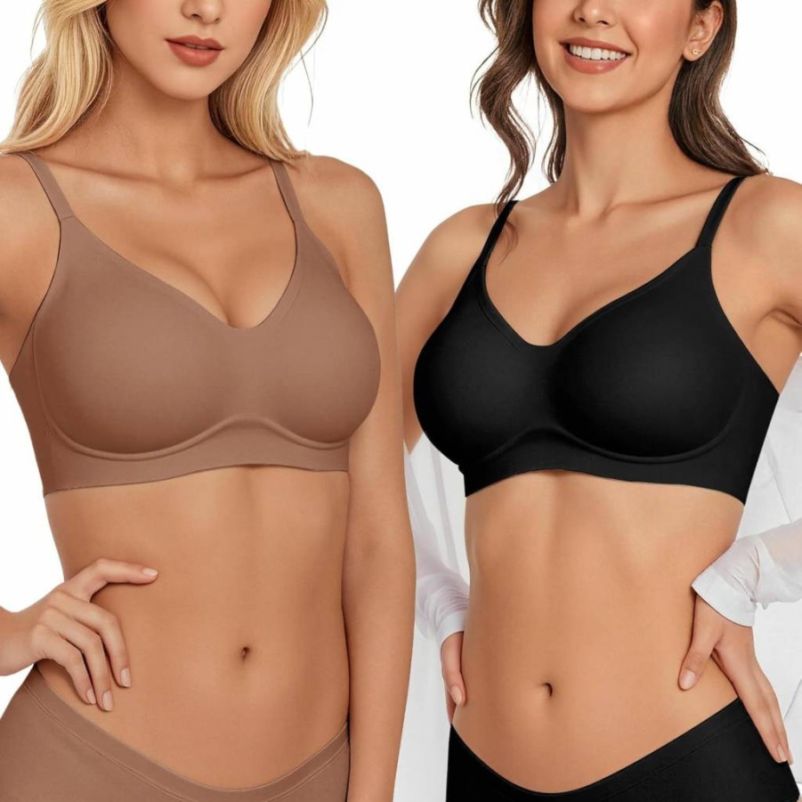 Vertvie Wireless Comfort Bras for Women - Seamless Full Coverage T-Shirt Bra, No Underwire, Supportive & Soft Bralette