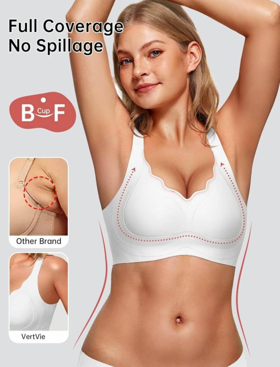 Vertvie Women's Wireless Push-Up Bra - Seamless Full Coverage Bralette, Comfortable Supportive Sports & T-Shirt Bra