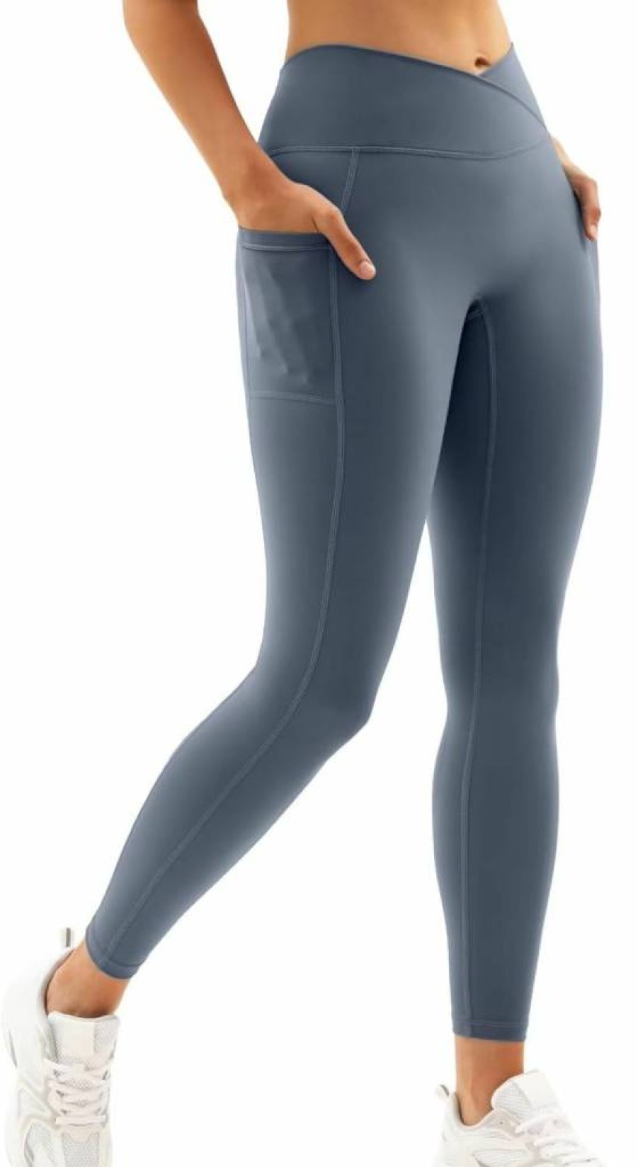 Vertvie Women's High Waisted Yoga Pants with Tummy Control & Butt Lifting - V Crossover Waist Workout Leggings for Athletic Wear