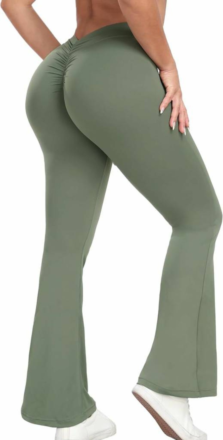 Vertvie High Waisted Scrunch Butt Lifting Yoga Pants for Women - Tummy Control V Back Gym Workout Leggings Booty Enhancer