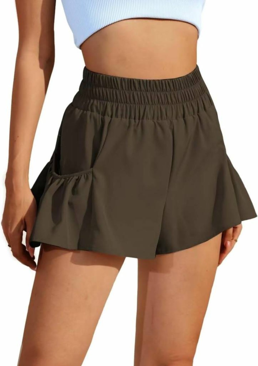 Vertvie Women's High Waisted Athletic Shorts - Quick Dry Workout Running Shorts with Pockets for Gym & Summer